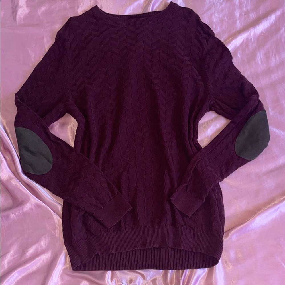 Windsor Plum Sweater with Black Elbow Patches